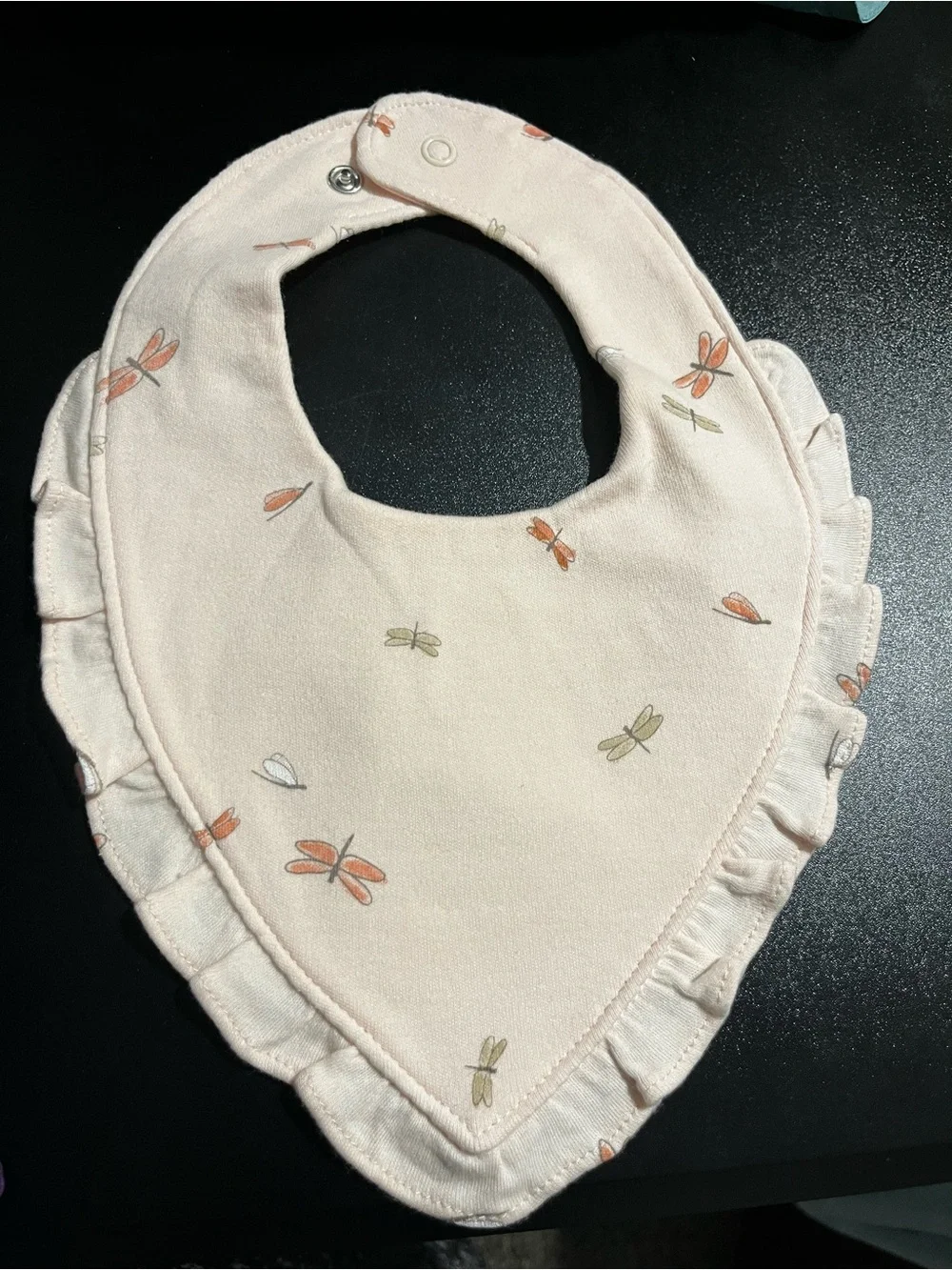 Carters Dragonfly Ruffle Baby Bib Set in Light Pink and Cream
